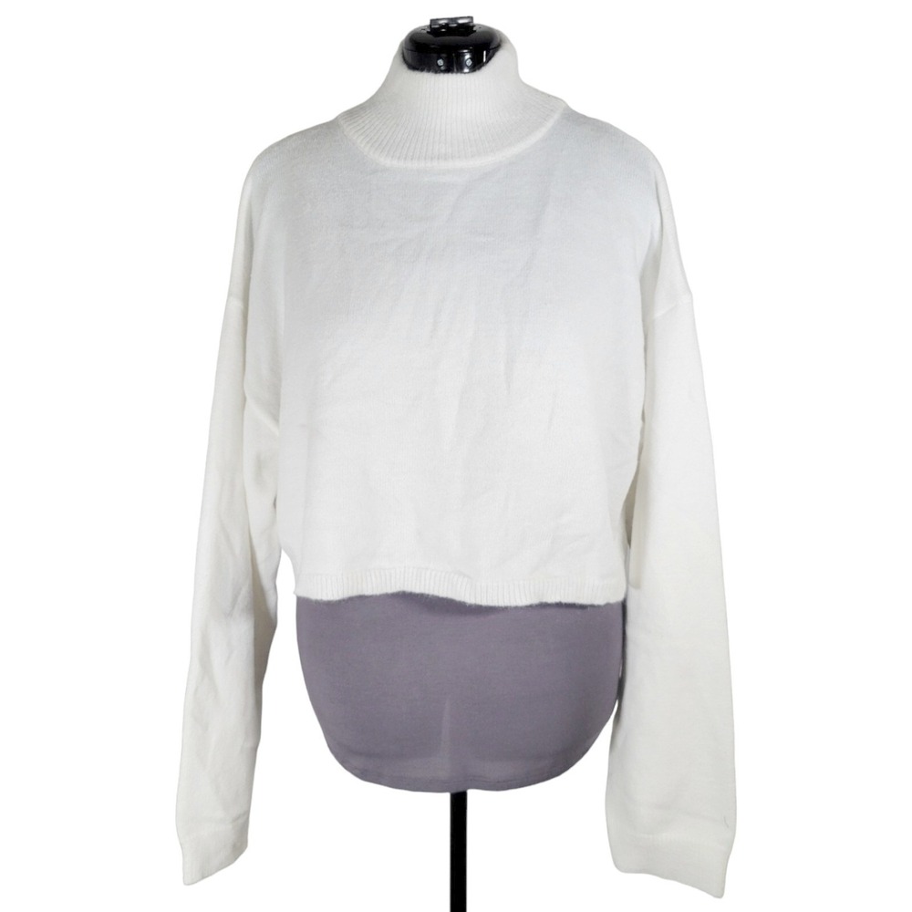 Cider White Mock Neck Cropped‎ Soft Sweater XL-White *Snag